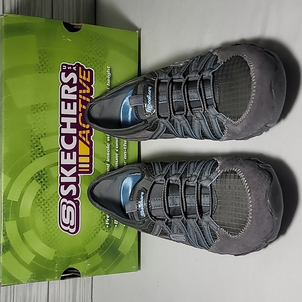 WORN ONCE Skechers Women's Gray and Blue Athletic Sneakers